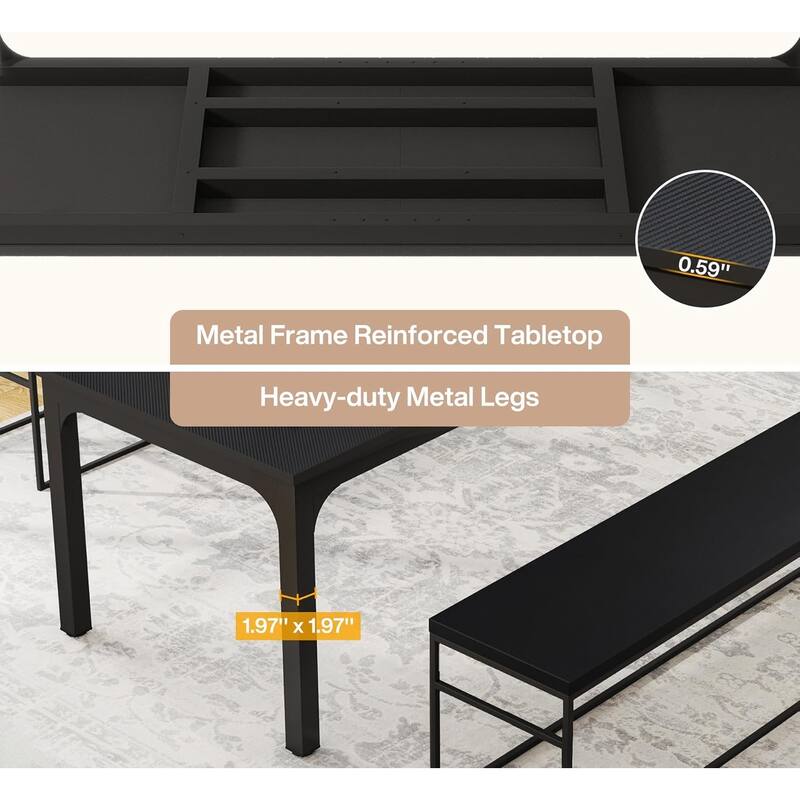 78.7" Rectangular Dining Table, Wood Kitchen Table for Home, Restaurant, Cafe, Office, Apartment, Bakery