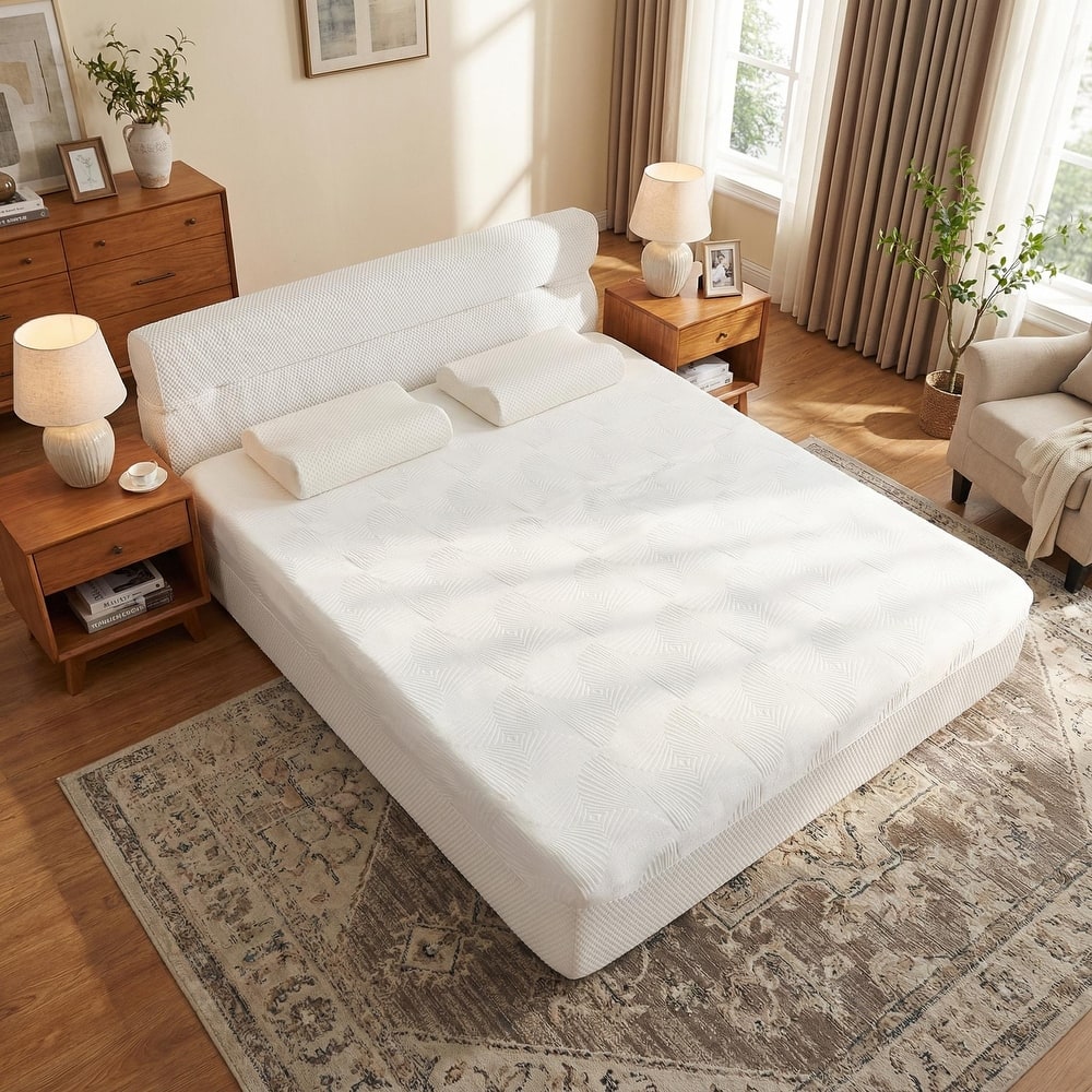 Homy Casa All in One Bed, Mattress + Frame, Cool Ice Silk Stretch Fabric, Motion Isolation, No Assembly, Full, Queen, King