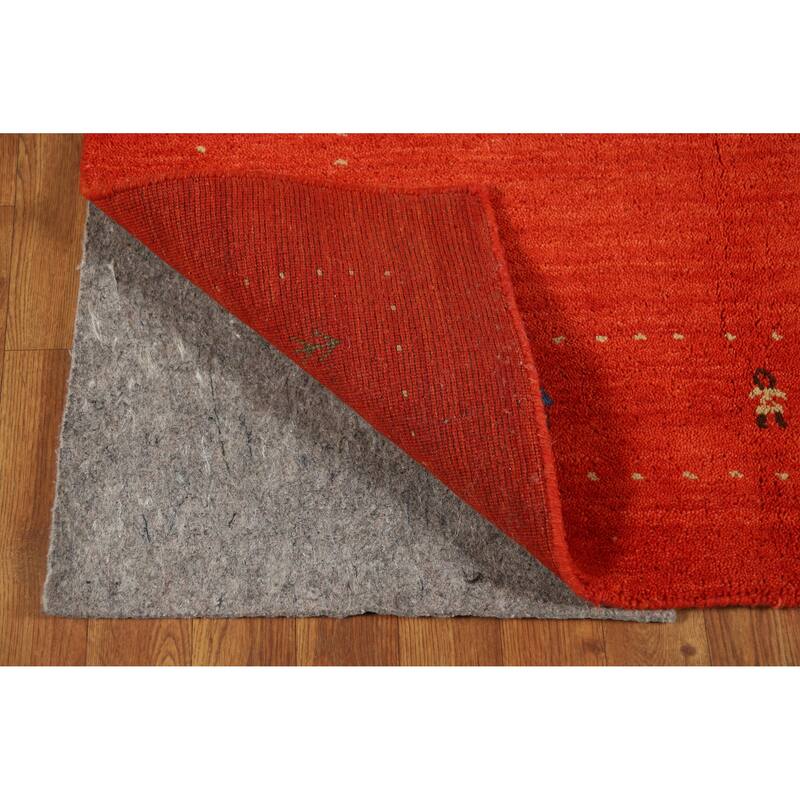 Tribal Gabbeh Indian Rug Hand-Knotted Oriental Green Wool Carpet - 3'11" x 5'11"