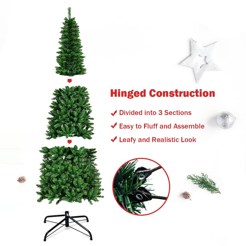 Pre-Lit PVC Artificial Pencil Christmas Tree Warm White Lights & Stand