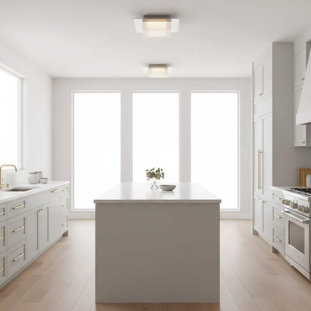 8 Inch Square LED Flush Mount Light Etched Acrylic Shade Dimmable