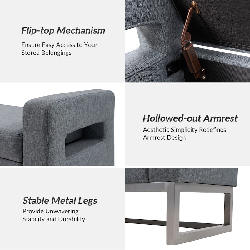 Diana Modern Upholstered Filp-Top Storage Bench with Sturdy Metal Legs