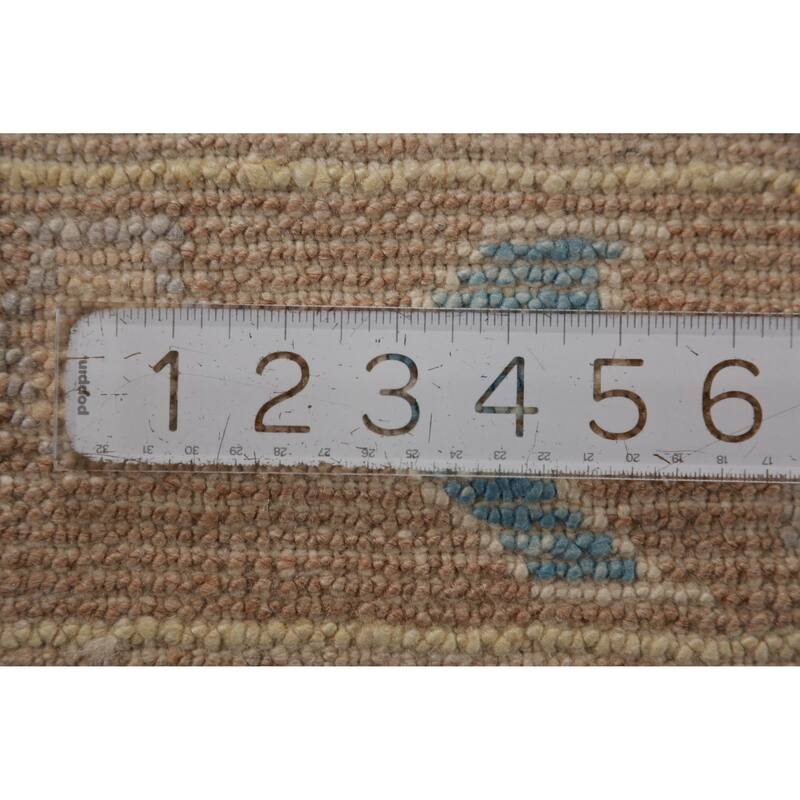 Hand Knotted Oriental 100% Wool Carpet Transitional Geometric Brown Oushak Runner Rug - 13' 6'' X 3' 0''