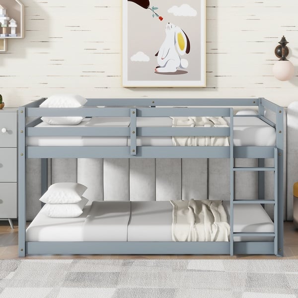 slide 2 of 42, Twin Loft Bed with Dual 13-Slat Platforms and Low-Profile Design Grey