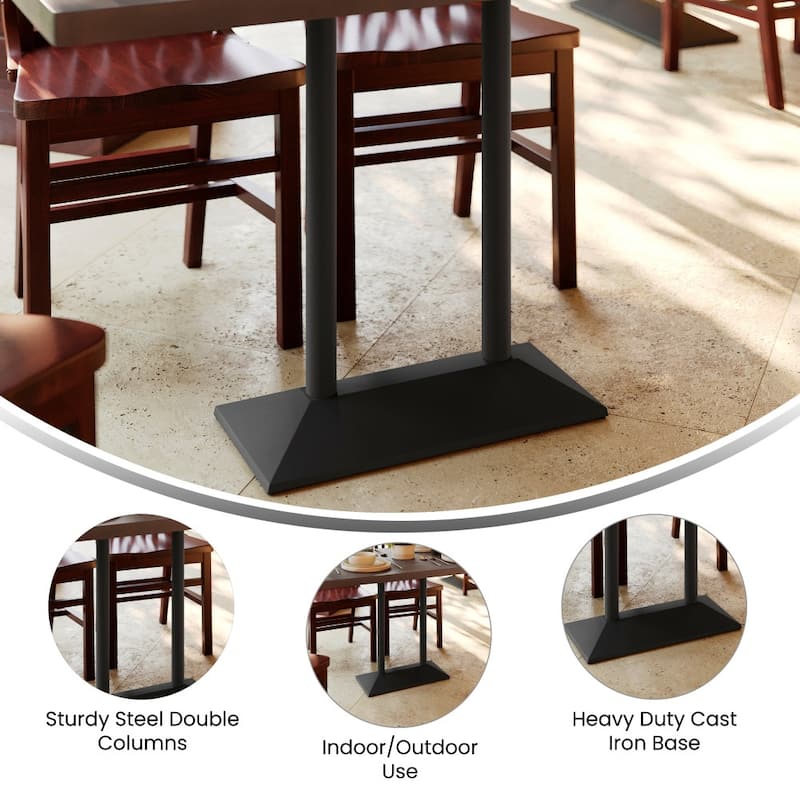 Commercial All Weather Double Table Base for up to 30" x 48" Tabletops - 15"D x 27"W x 30.5"H