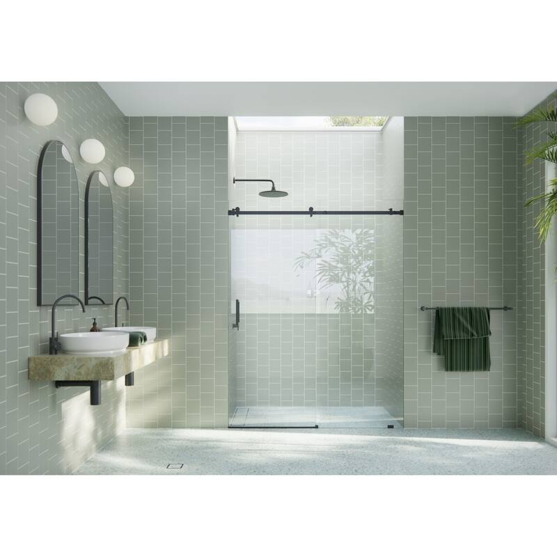 Glass Warehouse SQSLD-60 Astro 78" High x 60" Wide Sliding Frameless - Matte Black