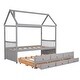preview thumbnail 14 of 16, Twin Size Wooden House Bed with Trundle and 3 Storage Drawers