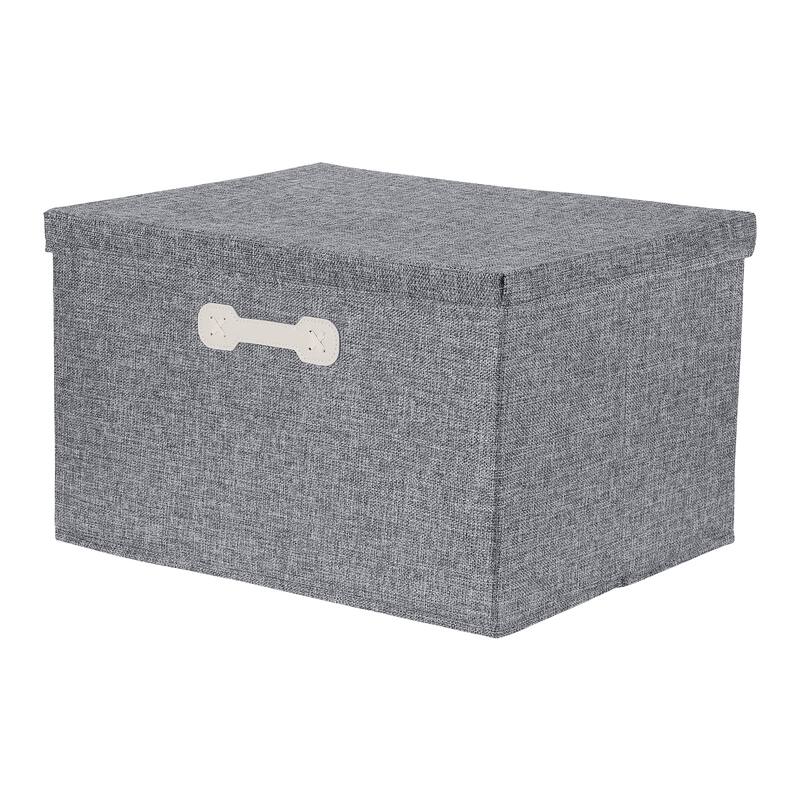 Storage Cube, Fabric Storage Bin with Lid and Handle for Shelves Closet, Collapsible Storage Basket for Organizing Clothes Books - Grey - 18*14*10.5in