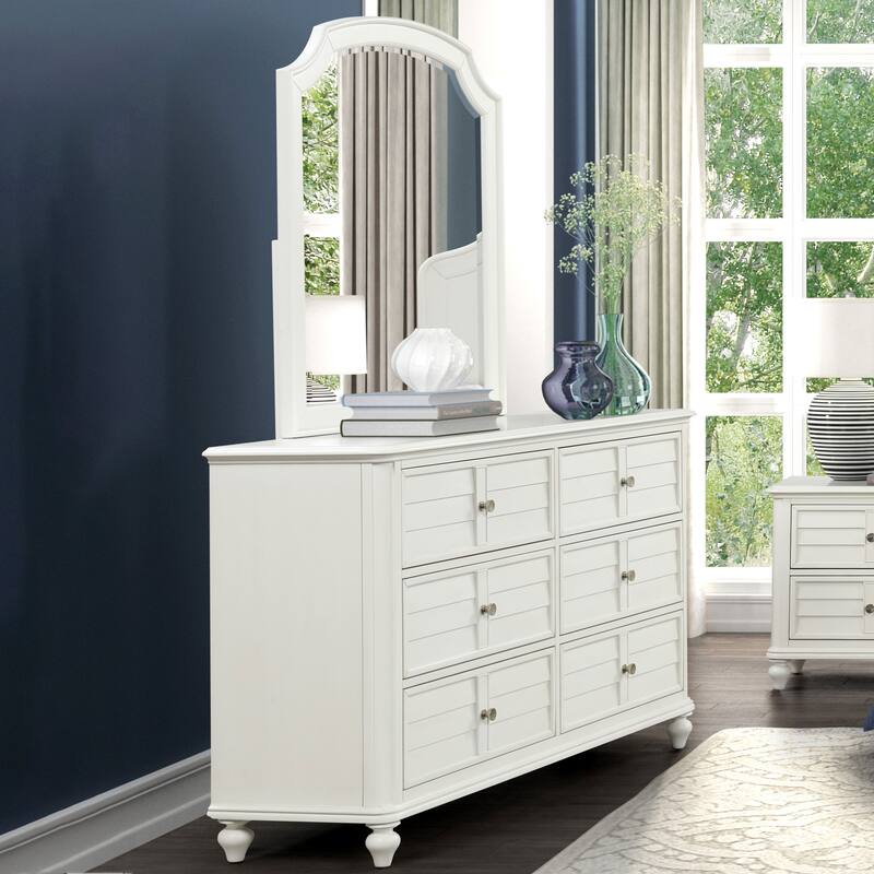 Furniture of America Skye Coastal Solid Wood 2-Piece Dresser and Mirror Set