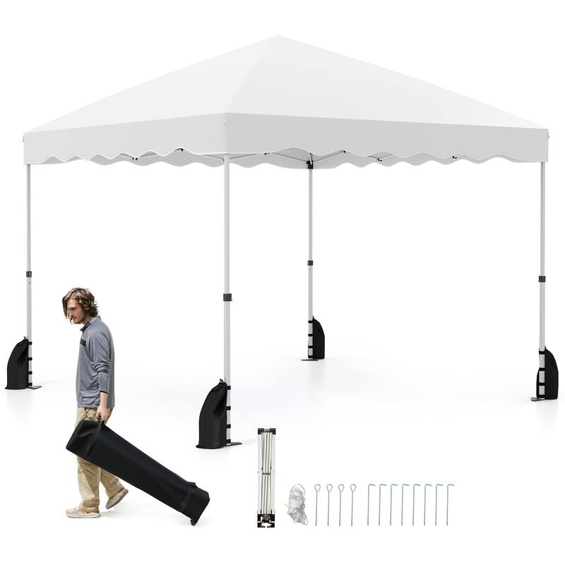 Gymax 10 X 10 FT Pop up Canopy Tent Portable Foldable Patio Shelter w/ - White