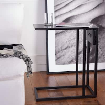 SAFAVIEH Portland 2 USB Port Charging Station Side C-Table - 20" W x 11.8" L x 23.9" H