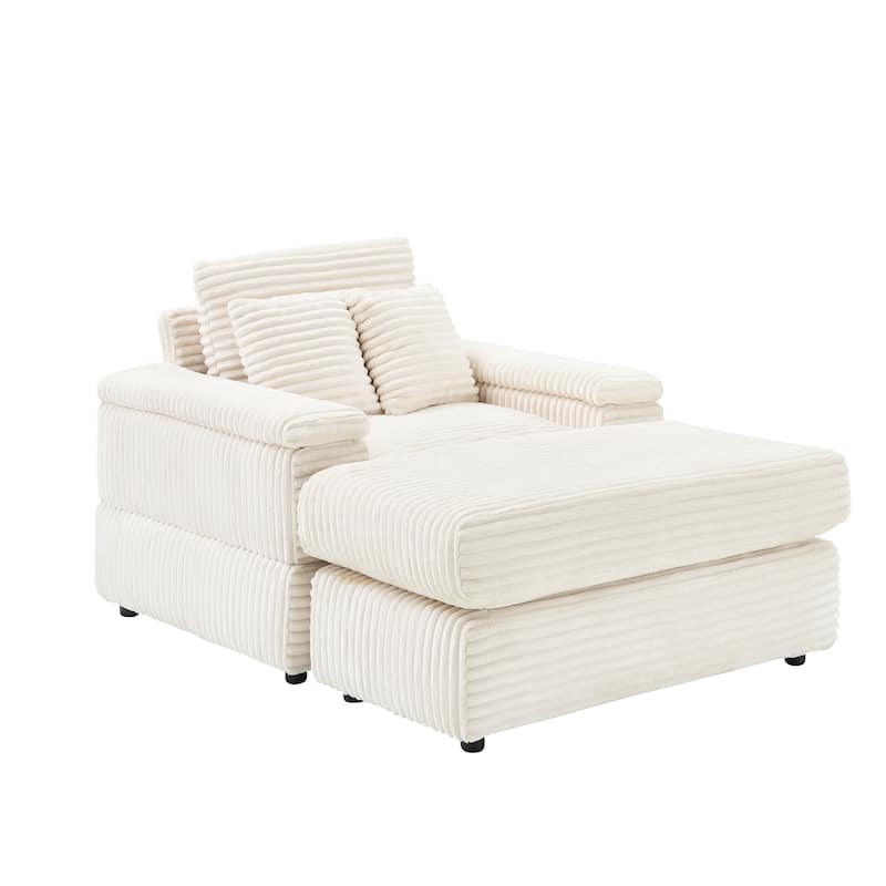 Corduroy Single Sofa Sets with 2 Throw Pillows and 500lb Weight Capacity