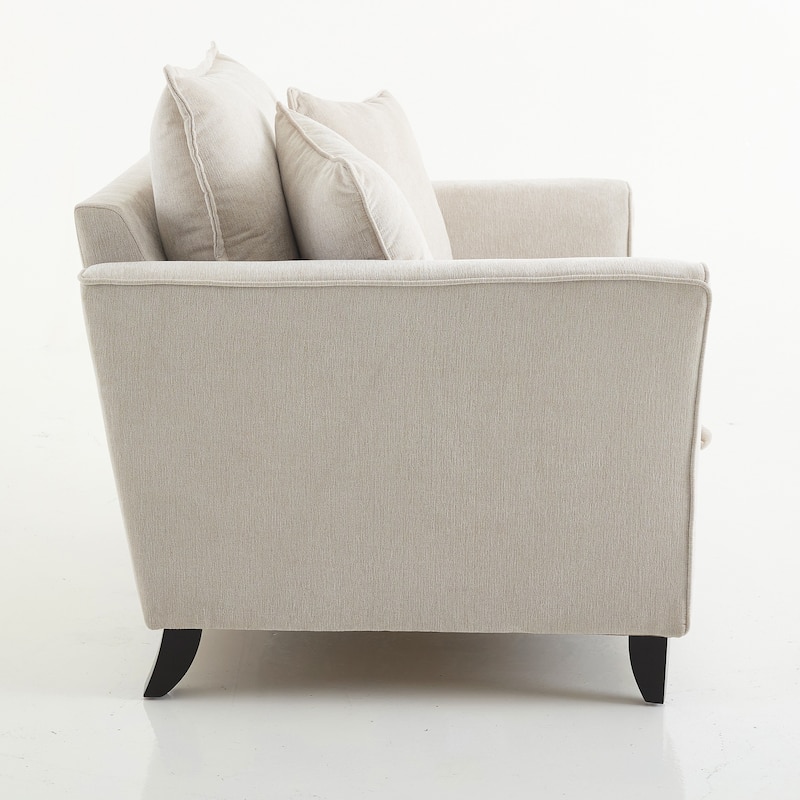 Chenille Upholstered Fabric Accent Chairs Flared Armchairs Livingroom Single Sofa Chairs with Pillows, Removable Washable Covers