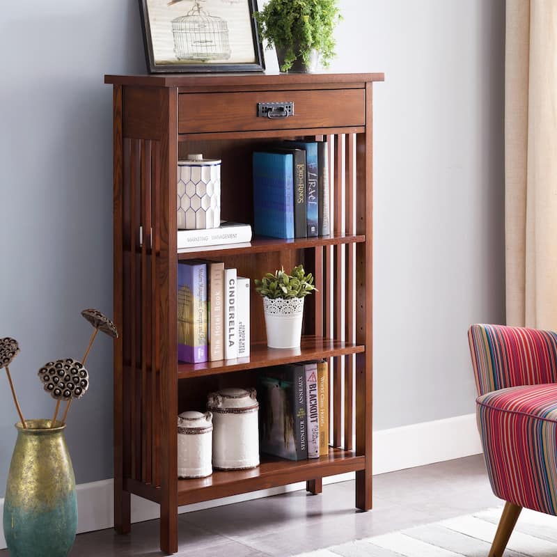 Leick Home Mission Mantel Height Bookcase with Slatted Sides