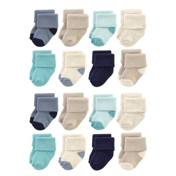 slide 1 of 1, Hudson Baby Cotton Rich Baby Terry Socks 16-Pack, Navy Taupe 0-6 Months - Navy Taupe