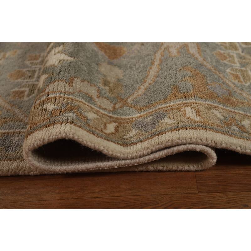 Earth Tone Oushak Indian Large Rug Hand-Knotted Wool Carpet - 12'2" x 14'10"