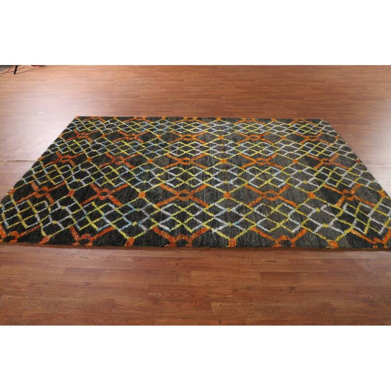 Trellis Moroccan Indian Area Rug Handmade Jute Carpet - 5'7"x 8'8"