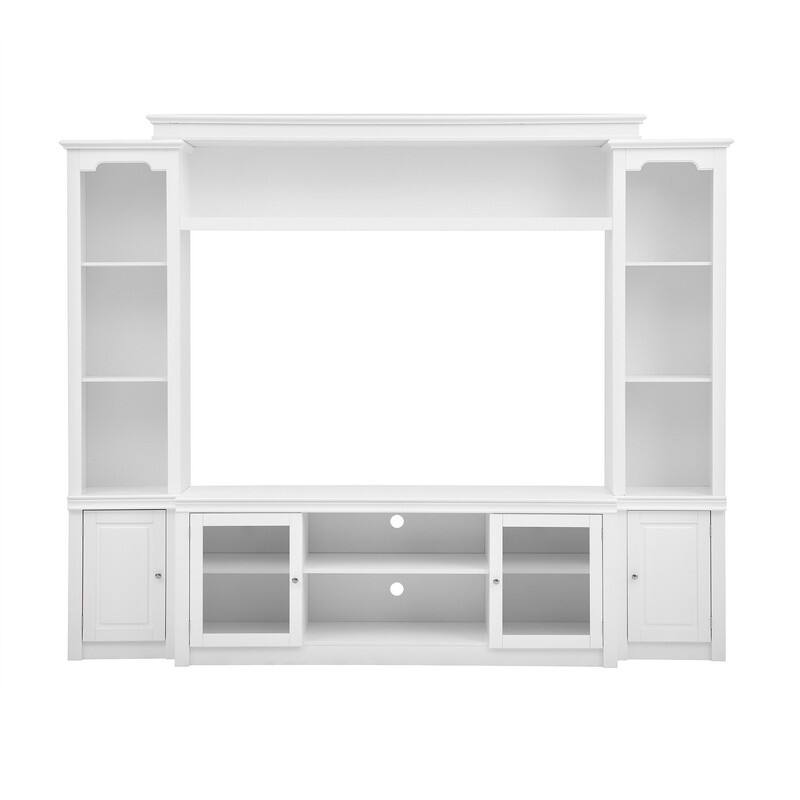 Modern Entertainment Center Wall Unit for TVs up to 65",70.87" TV Console Unit with Bookshelves & Tempered Glass Doors