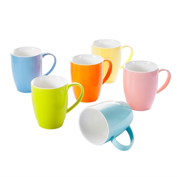 5-In Assorted Colors Porcelain Mugs Set Service for 6. Opens flyout.