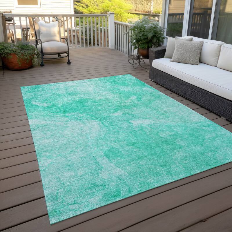 Machine Washable Indoor/ Outdoor Chantille Abstract Watercolor Rug