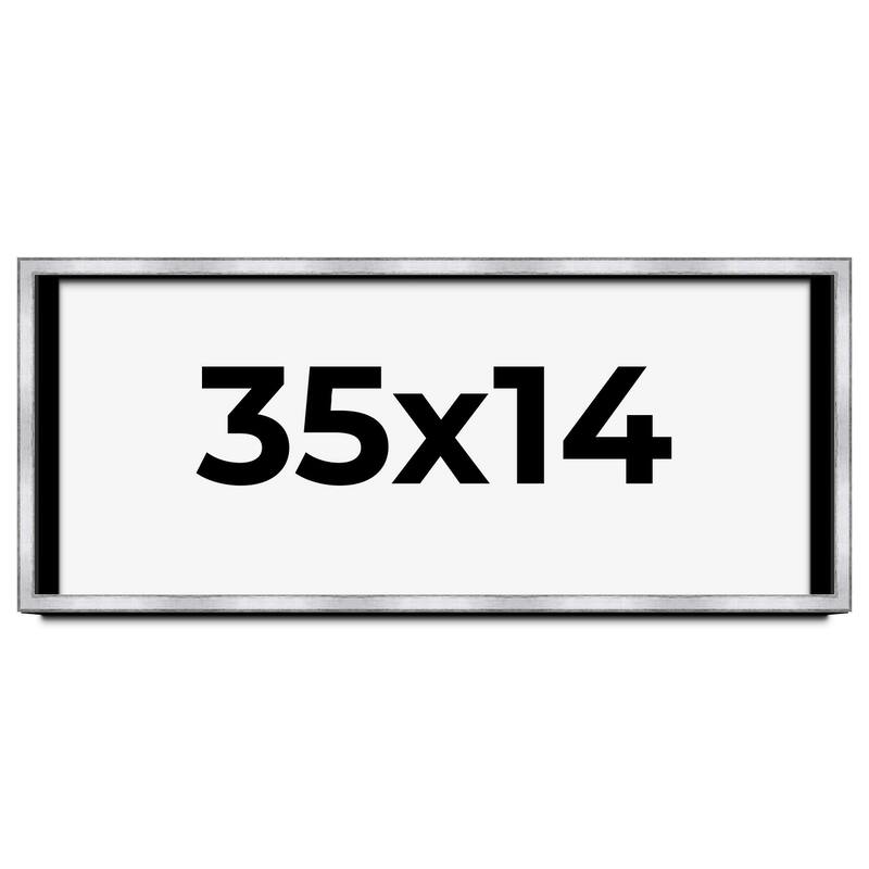 35x14 Shadow Box Frame Silver | 1.375 Inches Deep Real Wood