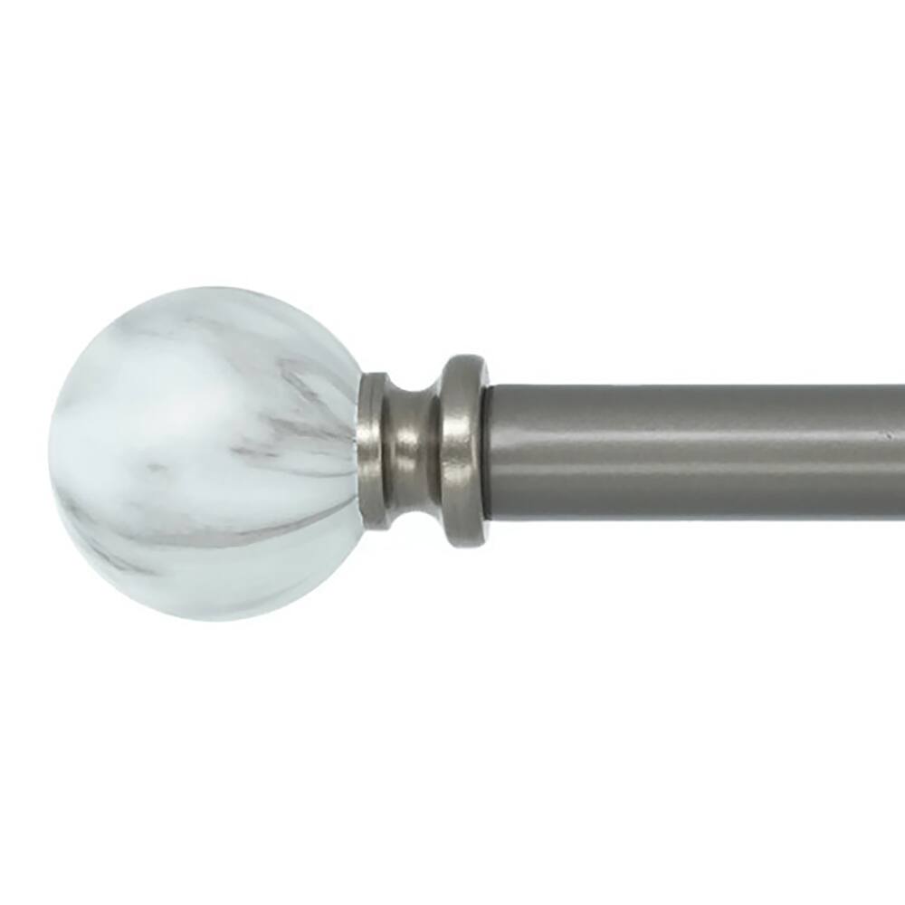 Meriville 3/4" Diameter Single Window Curtain Rod, White Marble Ball