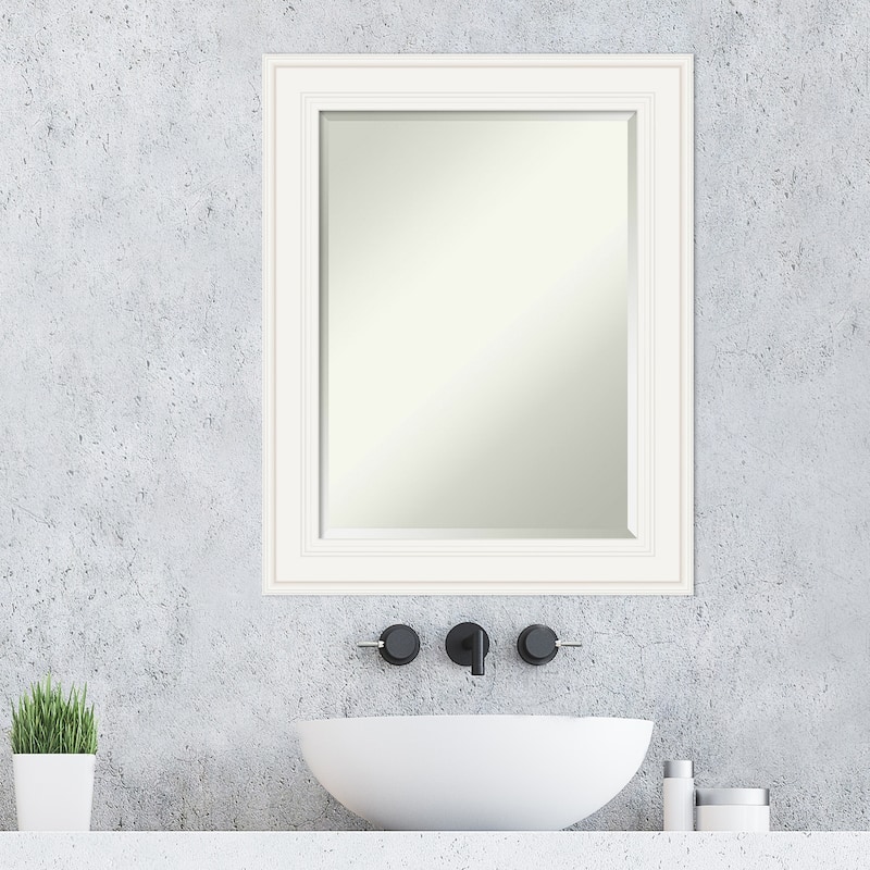 Beveled Bathroom Wall Mirror - Ridge White Frame - Ridge White