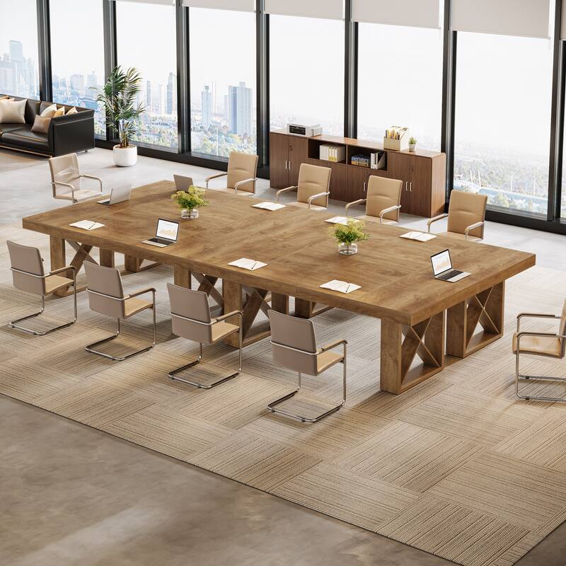 63-Inch Long Wood Conference Table, Simple Meeting Desk for Home Office & Small Team Gatherings