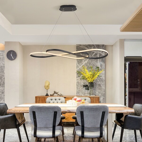 LED Pendant Light Infinity Design Hanging Ceiling Fixture Adjustable Height Black