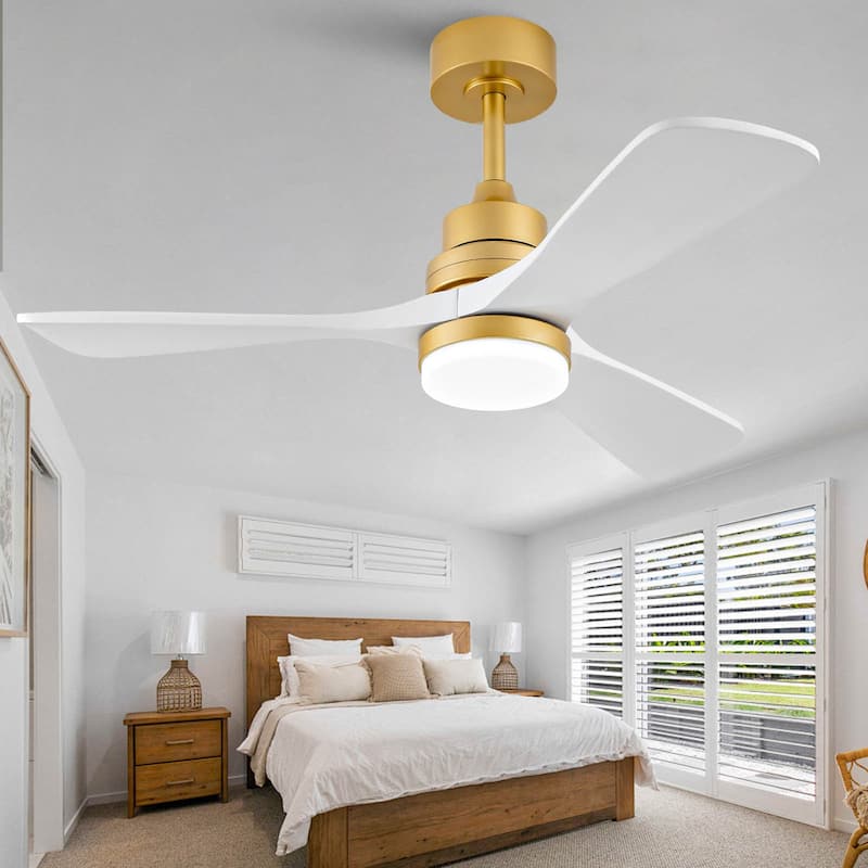 Hot sales 42 Inch Indoor Ceiling Fan With Dimmable LED Light 3 Solid Wood Blades Remote Control Reversible DC Motor