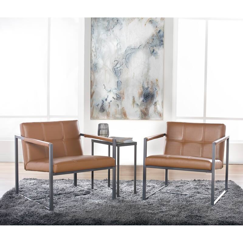 Studio Designs Home Camber Bonded Leather and Metal Mid-century Accent Chair