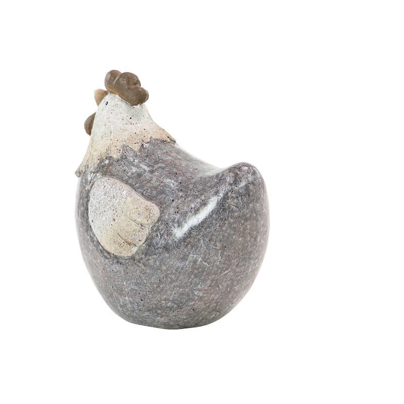 Gray Polystone Indoor Outdoor Chicken Decorative Garden Sculpture