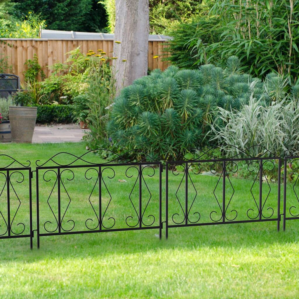 Kerrogee Folding Decorative Garden Fence, Metal Landscape Set of 4