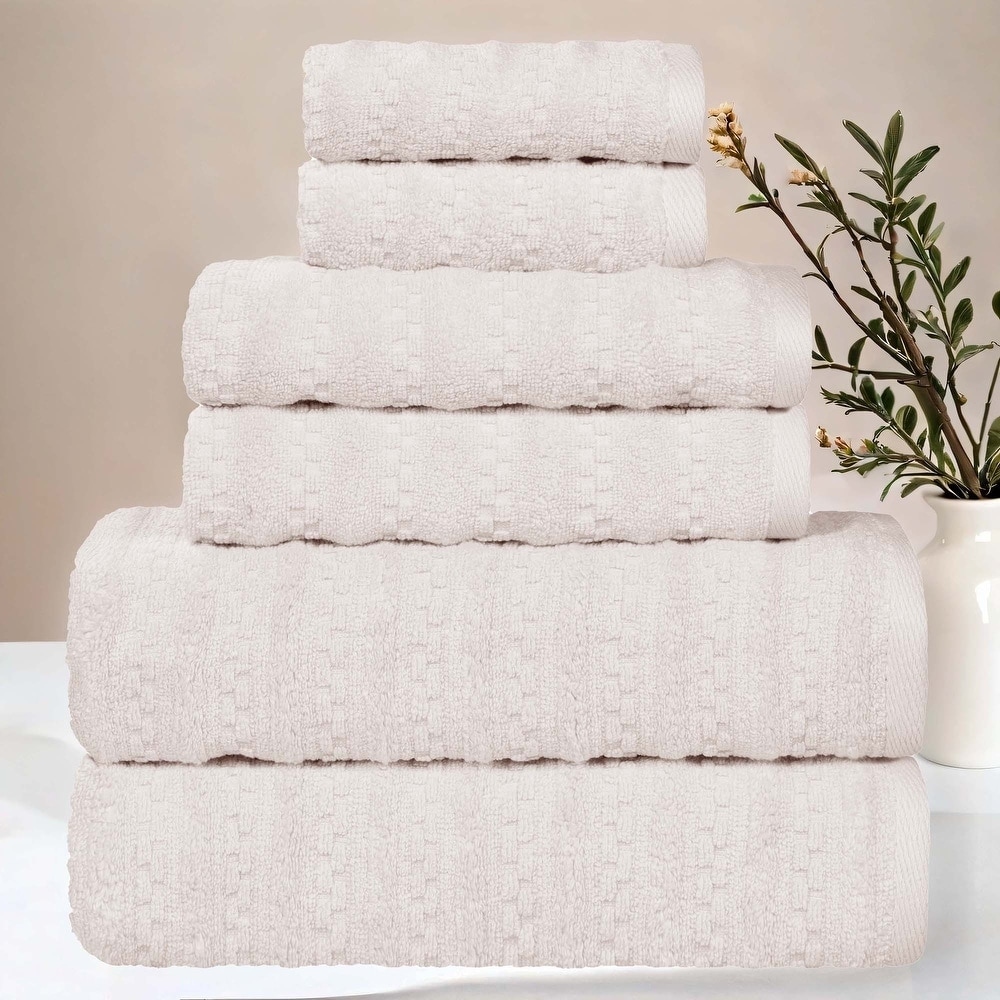 Superior Zuma Zero Twist Cotton Medium Weight Soft Absorbent 6 Piece Towel Set
