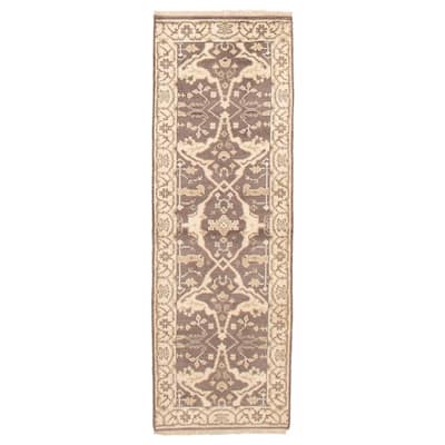 ECARPETGALLERY Hand-knotted Royal Oushak Brown Wool Rug - 2'6 x 7'8
