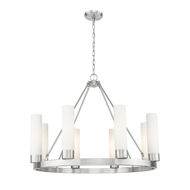 Innovations Lighting Downtown Urban - Boreas - 6 Light 36" Chandelier with 11" Shades - Striped White/Satin Nickel