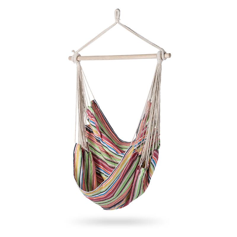 Island Retreat Boho Breeze Swinging Bungalow Chair - Coral Stripe