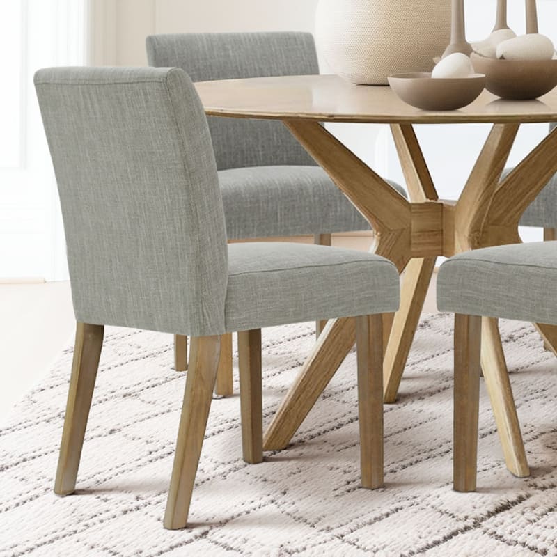 Parsons Dining Chairs with Linen Upholstery and Solid Wood Legs