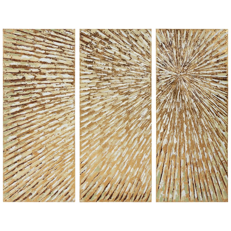 Sunshine Textured Metallic Hand Painted Canvas Wall Art Set of 3