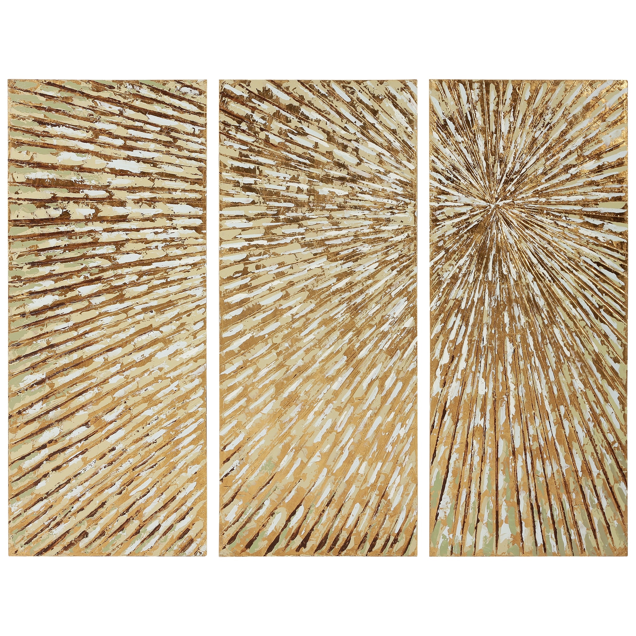 Sunshine Textured Metallic Hand Painted Canvas Wall Art Set of 3