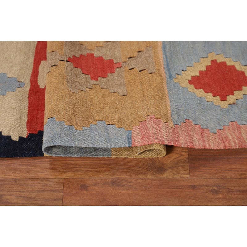 Striped Geometric Kilim Persian Vintage Area Rug Flatweave Wool Carpet - 4'8"x 7'10"