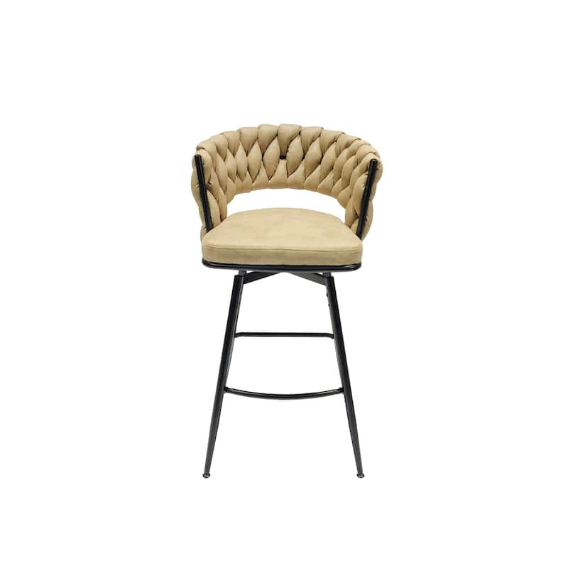 Upholstered Counter Stool Arm Chairs Set of 2