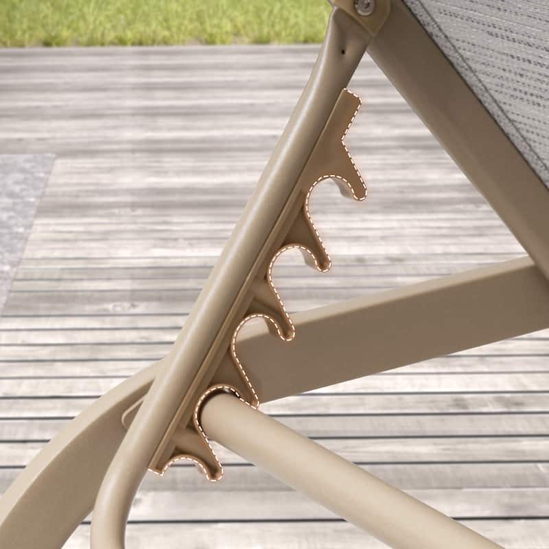 Pellebant 2PCS Outdoor Adjustable Chaise Lounge Chair with Wheels - N/A