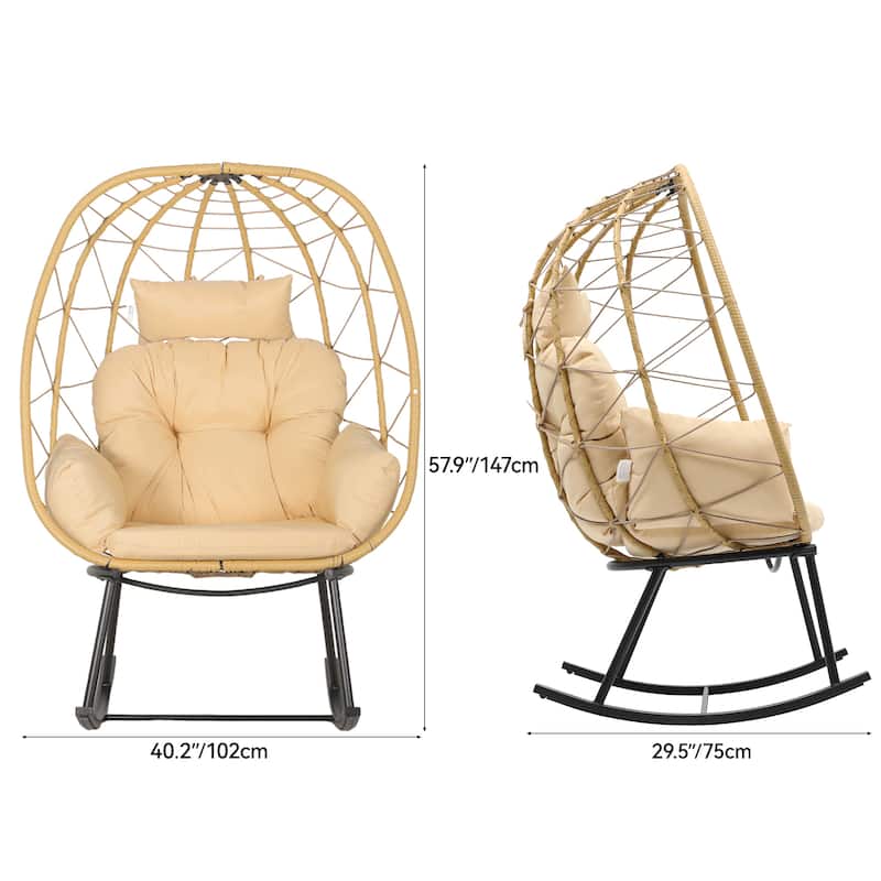 Moasis Cushioned Egg Chair with Rocker, PE Wicker