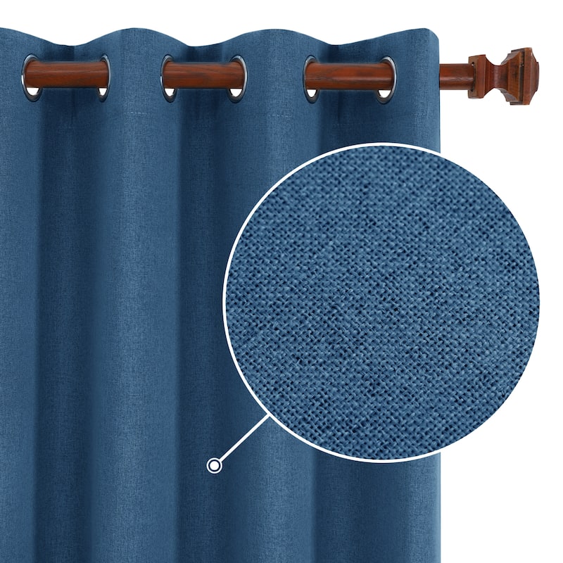 Deconovo Total Blackout Faux Linen Curtains 2 Panels