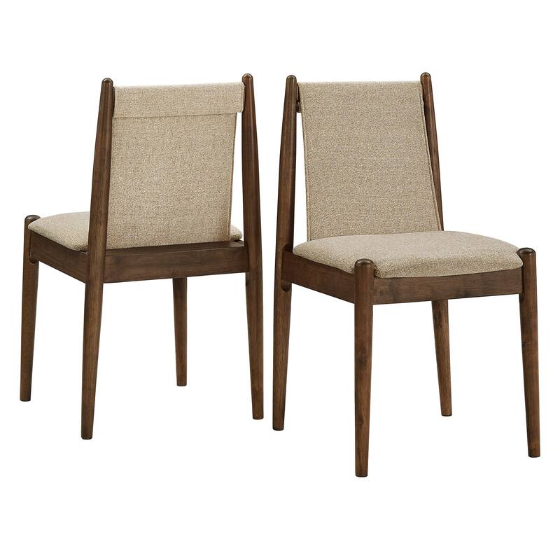 Rondo Walnut Finish Cocoa Fabric Dining Chair (Set of 2) by iNSPIRE Q Modern