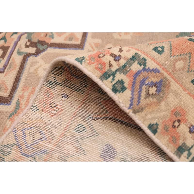 ECARPETGALLERY Hand-knotted Antalya Vintage Tan Wool Rug - 6'9 x 9'6