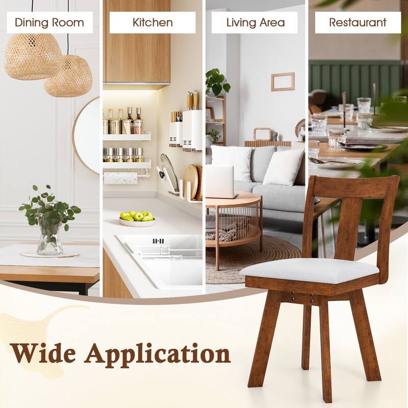 Gymax Swivel Dining Chairs Set of 4 Dining Room Chairs w/ Rubber Wood