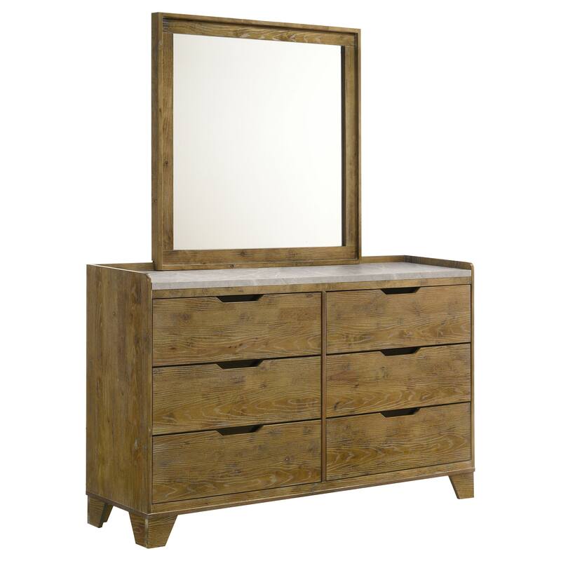 Henderson 6-drawer Bedroom Dresser Cabinet Medium Oak - Dresser with Mirror