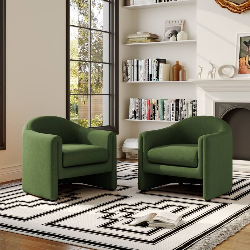2 Set Modern Upholstered Barrel Accent Chair
